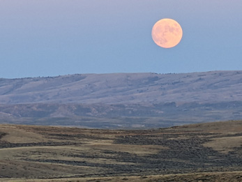Full moon over Wyoming prairie
