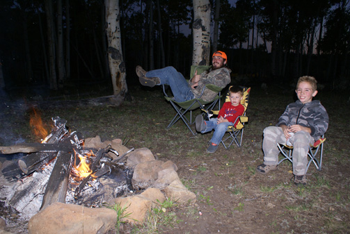 elk hunting, camp fire