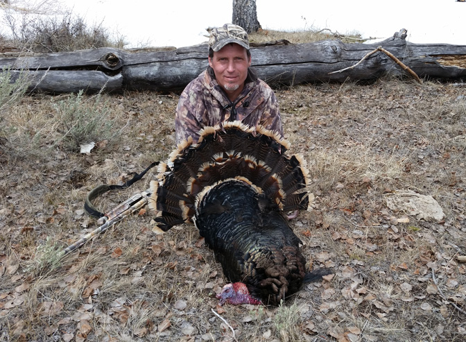 turkey hunt, huge gobbler 9 inch beard