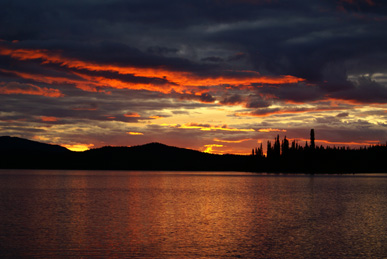 Spectacular sunset on a high alpine lake in the Yukon!