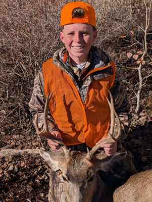 Daxton with buck...another first! Utah deer hunt 4 point buck