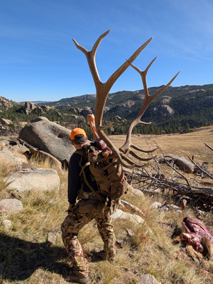 Happy to have the weight on my shoulders packing out 6 point bull elk